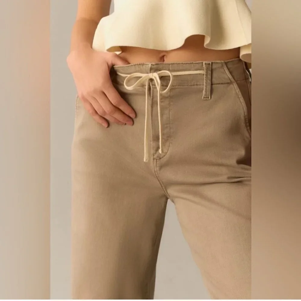 ANTHROPOLOGIE Paige Carly High-Rise Wide-Leg Jeans Moss Taupe Sz: 33 NWT - Picture 5 of 13